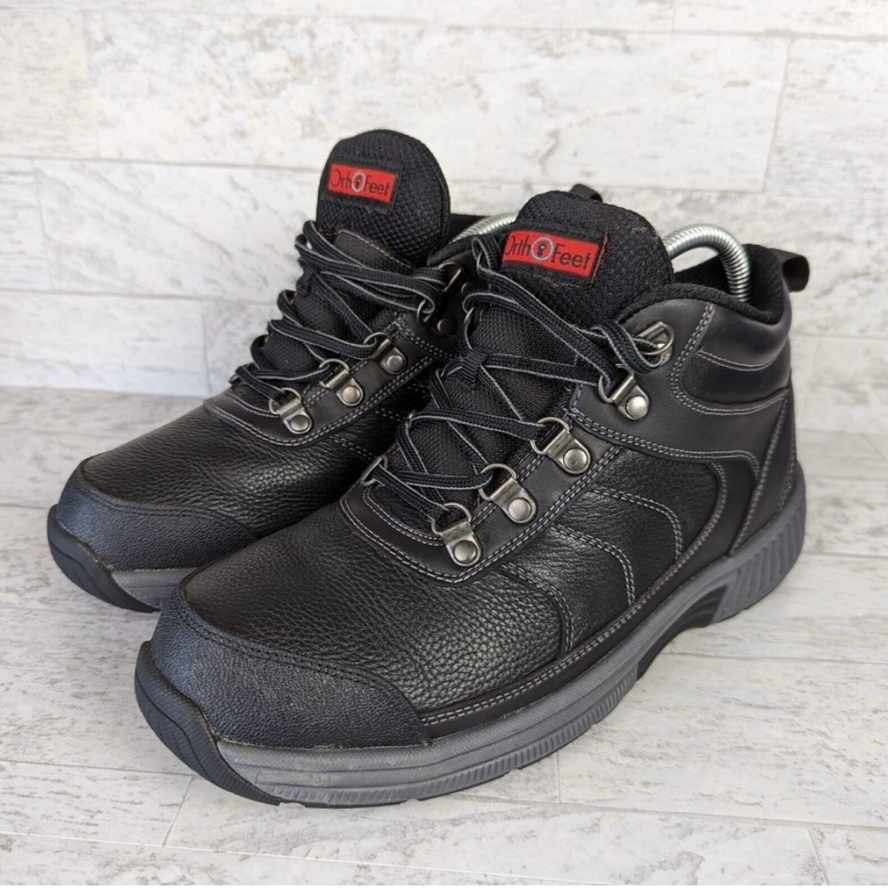 Orthofeet Women’s 880 Delta Black Lace Up Hiking Boots Size 9 D wide Leather